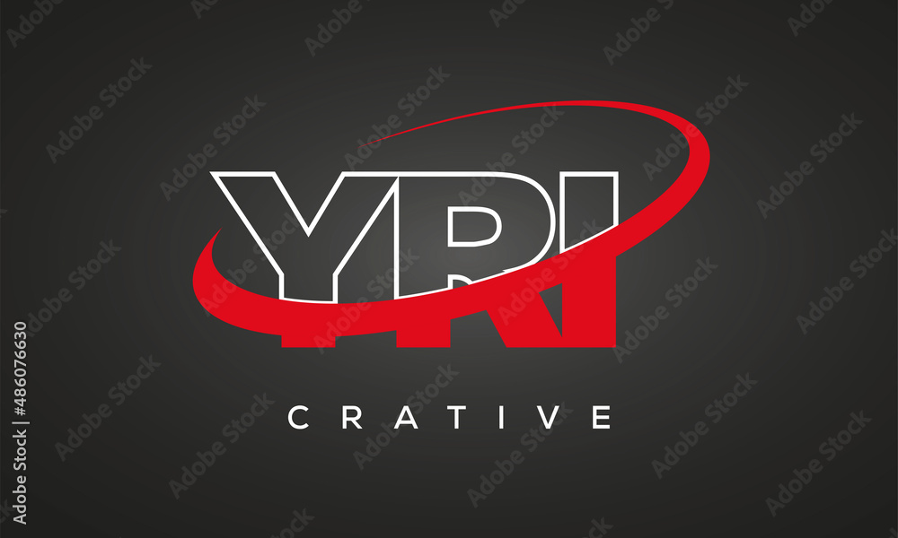 YRI letters creative technology logo with 360 symbol vector art template design