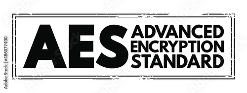 AES Advanced Encryption Standard - symmetric block cipher to protect classified information, acronym text stamp concept background