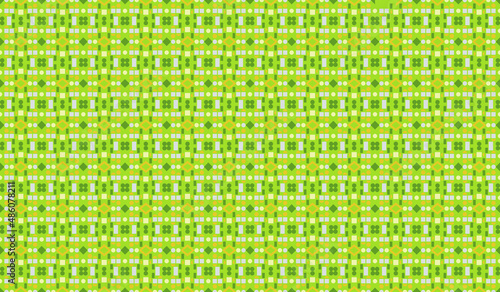 Digital texture. Geometric pattern with green and orange squares. Vector texture. Seamless vector pattern.