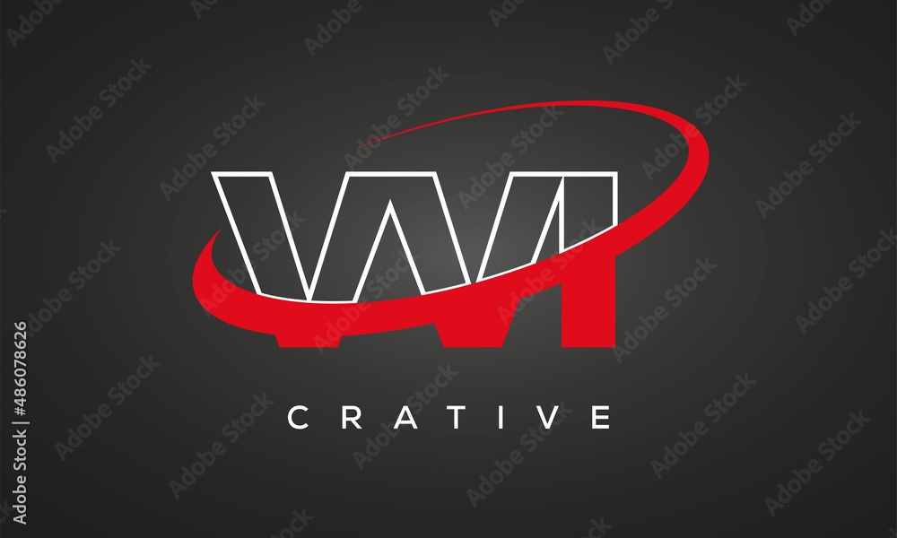 VVI letters creative technology logo with 360 symbol vector art template design