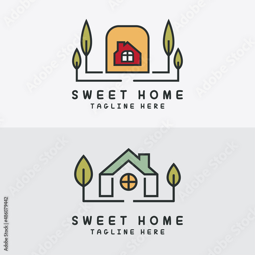 A creative minimalist home with a sweet logo design Set symbol of a house concept