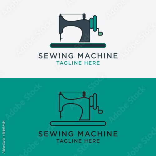 Set Sewing machine logo. Textile logo. Custom vector logo template.