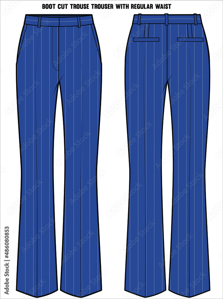 REGULAR WAIST BOOTCUT PIN STRIPE BLUE BOTTOM FOR WOMEN CORPORATE WEAR IN EDITABLE VECTOR FILE REGULAR WAIST BOOTCUT PIN STRIPE BLUE BOTTOM FOR WOMEN CORPORATE WEAR IN EDITABLE VECTOR FILE