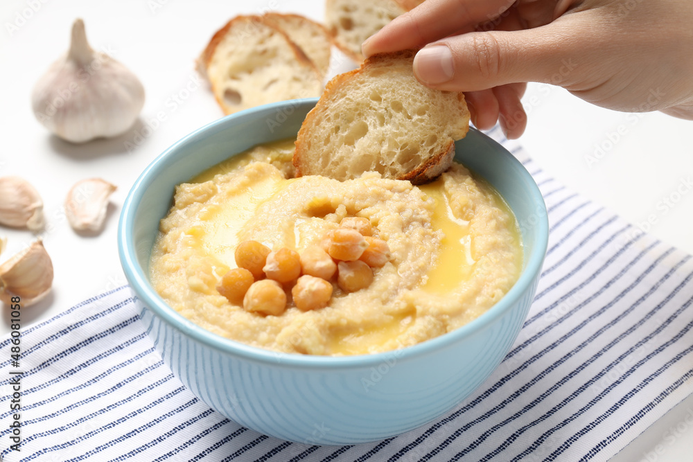 Concept of tasty food with hummus, close up Concept of tasty food with hummus, close up