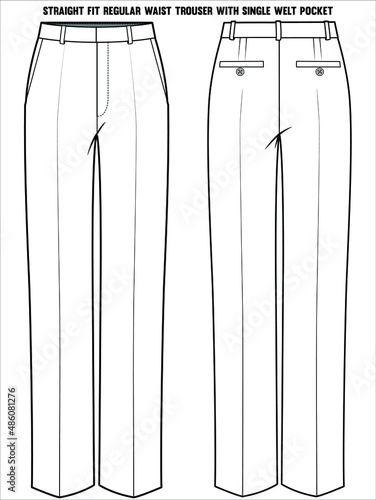 REGULAR WAIST STRAIGHT FIT BOTTOM FOR WOMEN CORPORATE WEAR IN EDITABLE VECTOR FILE