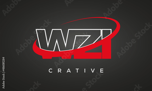 WZI letters creative  technology logo with 360 symbol vector art template design	 photo