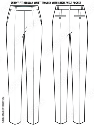 REGULAR WAIST SKINNY FIT BOTTOM FOR WOMEN CORPORATE WEAR IN EDITABLE VECTOR FILE