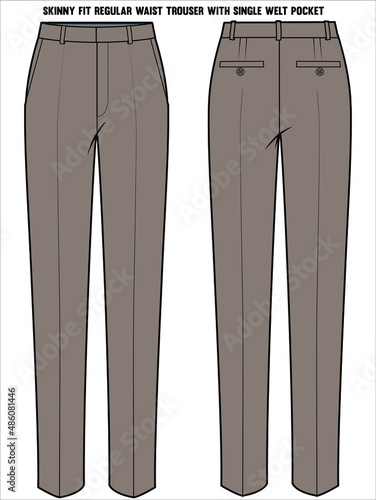 REGULAR WAIST SKINNY FIT BOTTOM FOR WOMEN CORPORATE WEAR IN EDITABLE VECTOR FILE
