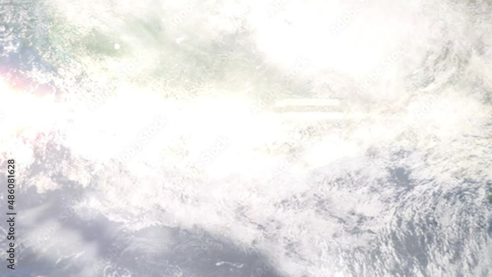 Earth zoom in from outer space to city. Zooming on Ivory Coast, Yamoussoukro. The animation continues by zoom out through clouds and atmosphere into space. View of the Earth at night. Images from NASA