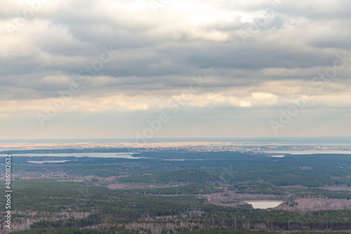 Beautiful view from Egoza mountain, Chelyabinsk region, South Ural, Russia.