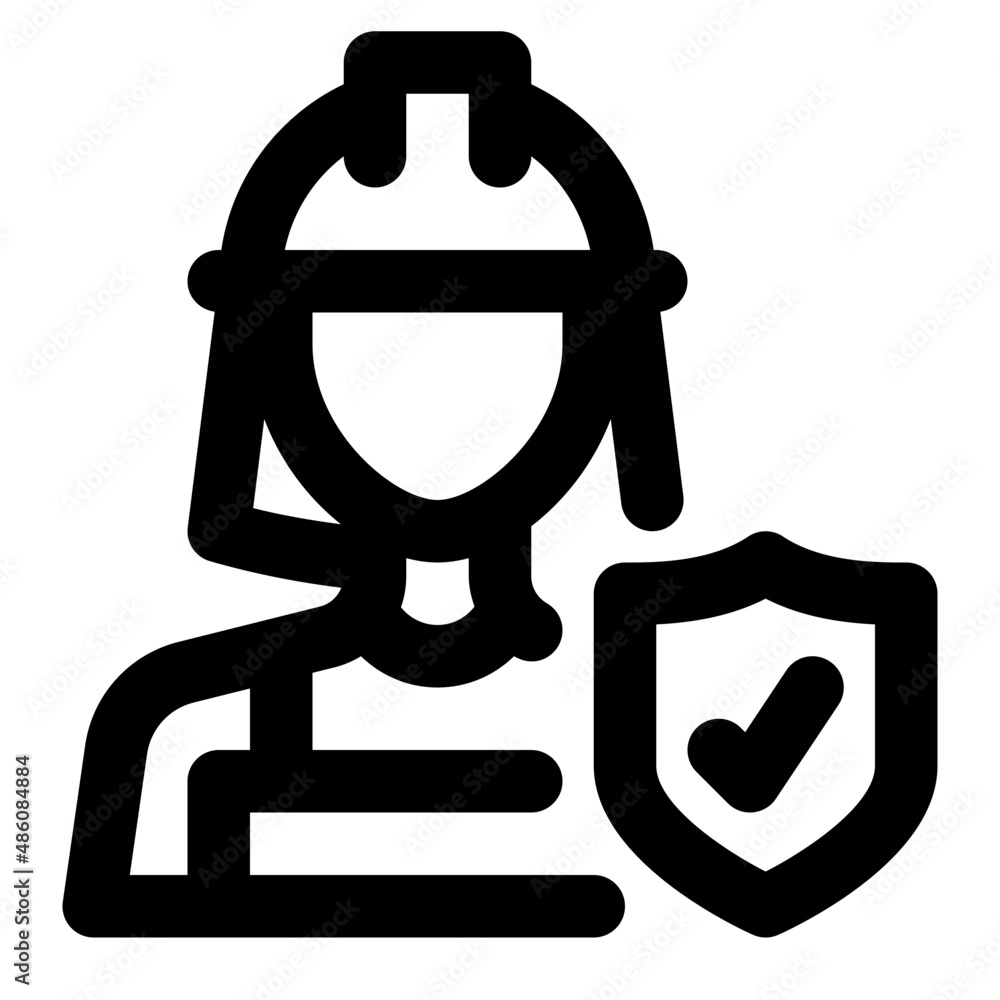Worker Women With Insurance Line Icon Vector