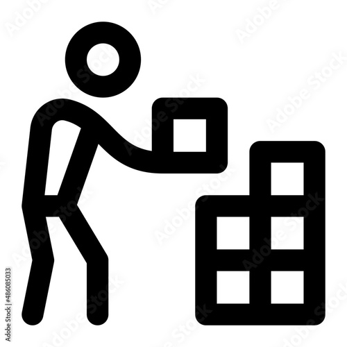 Man Arrange Boxes Line Icon Vector