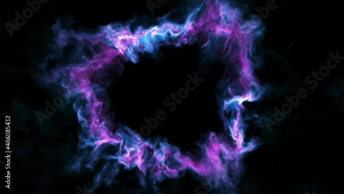 Wallpaper Mural Light fluttering pink-blue smoke forms a circle on a black background. Magic ring. Torontodigital.ca