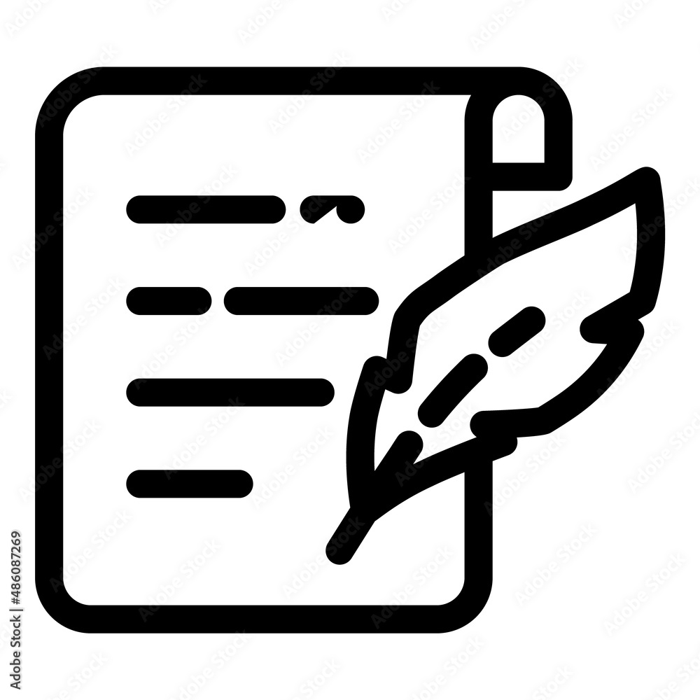 Quill And Paper Flat Icon Isolated On White Background Quill And Paper Flat Icon Isolated On White Background