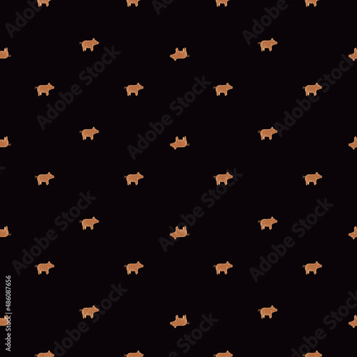 Cute pigs seamless pattern. Background of livestock animals .