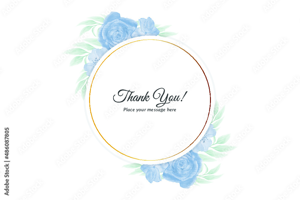 Thank you card with floral wreath watercolor background Free Vector ...
