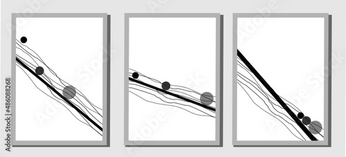 poster, abstraction, picture, interior, office, house, bedroom, hotel, wall, lines, balls, pebbles, decor, art, gallery, rolling, ball, road, dynamics, waves, collide, fall