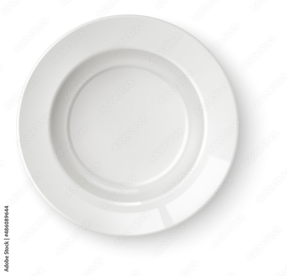 Round dinner plate mockup. White clean realistic dish Round dinner plate mockup. White clean realistic dish