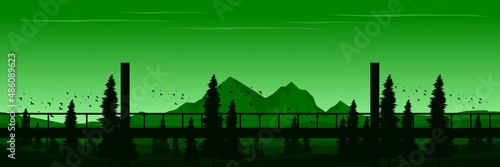 mountain flat design vector illustration for poster template, web banner, blog banner, website background, tourism promo poster, adventure design backdrop and poster design template