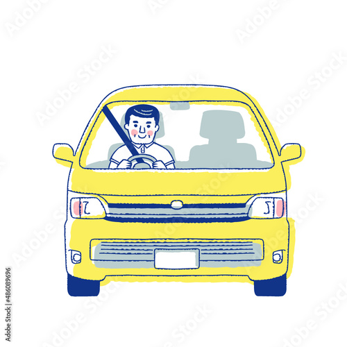 ワゴンカーを運転する男性