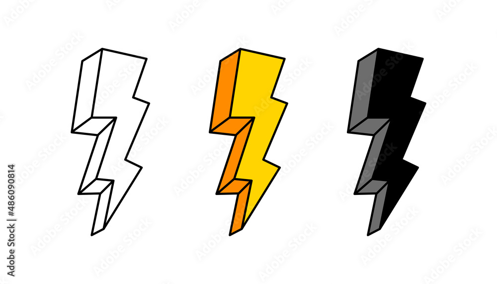 Lightning bolt 3d set. Thunderbolt vector illustration Lightning bolt 3d set. Thunderbolt vector illustration