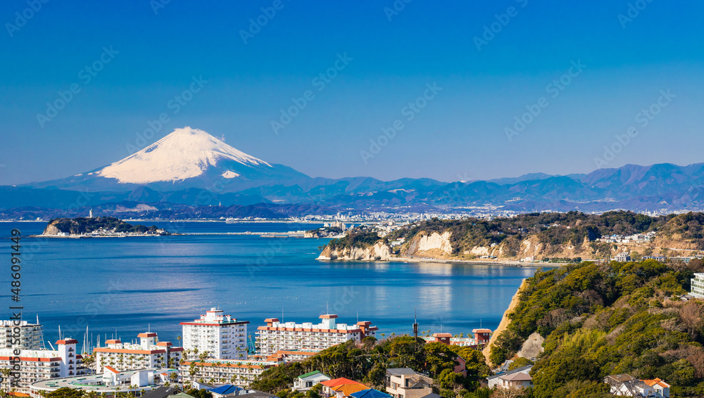 富士山と湘南海岸　冬景