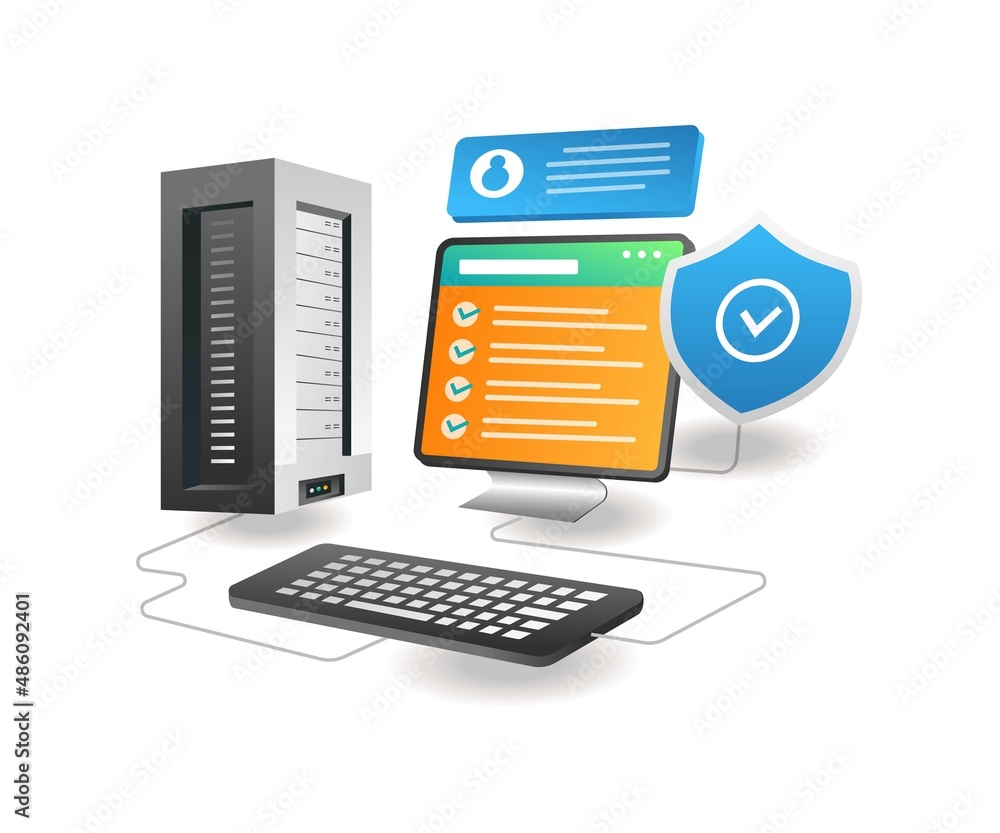 Isometric illustration concept. Server data maintenance analysis Isometric illustration concept. Server data maintenance analysis