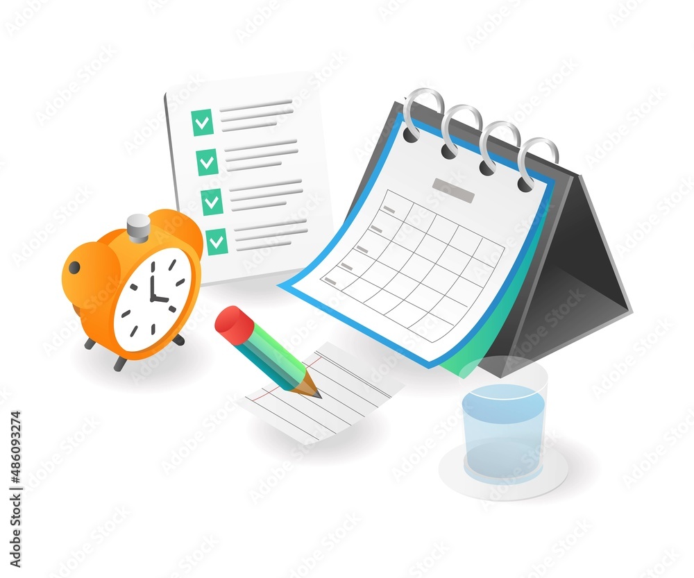 Isometric illustration concept. Planned time record on target Isometric illustration concept. Planned time record on target