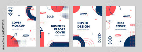 Set of abstract geometric memphis templates. Universal cover Designs for Annual Report, Brochures, Flyers, Presentations, Leaflet, Magazine.	
