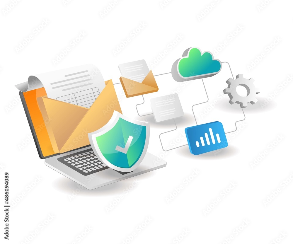 Illustration isometric concept. cloud server data network security Illustration isometric concept. cloud server data network security