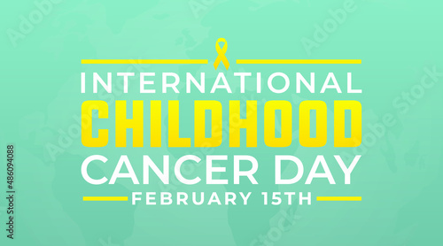 International childhood cancer day february 15th modern creative banner, sign, design concept, social media post, template with yellow cancer awareness ribbon on an abstract background. 