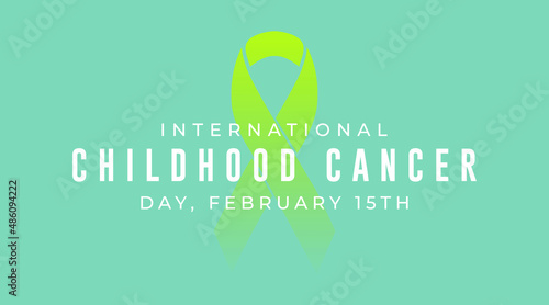 International childhood cancer day february 15th modern creative banner, sign, design concept, social media post, template with yellow cancer awareness ribbon on an abstract background. 