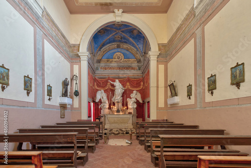 January 2022, Italy. Urbex Beautiful small disused chapel, adjacent to an abandoned villa photo