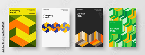 Bright geometric shapes banner illustration composition. Amazing booklet vector design layout collection.