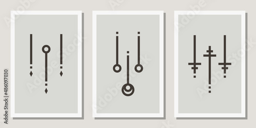 Set of minimalist style design wall art poster line elements