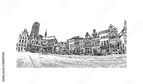 Fotografie Building view with landmark of Mechelen is the 
city in Belgium