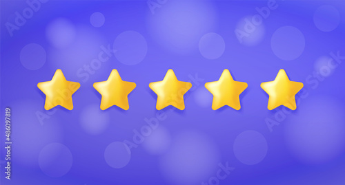 Feedback - Giving Five Star concept icon. Customer Satisfaction Rating 3d illustration. Net Promoter Score, Reviews stars, Customer Effort Score and recommendations vector illustration
