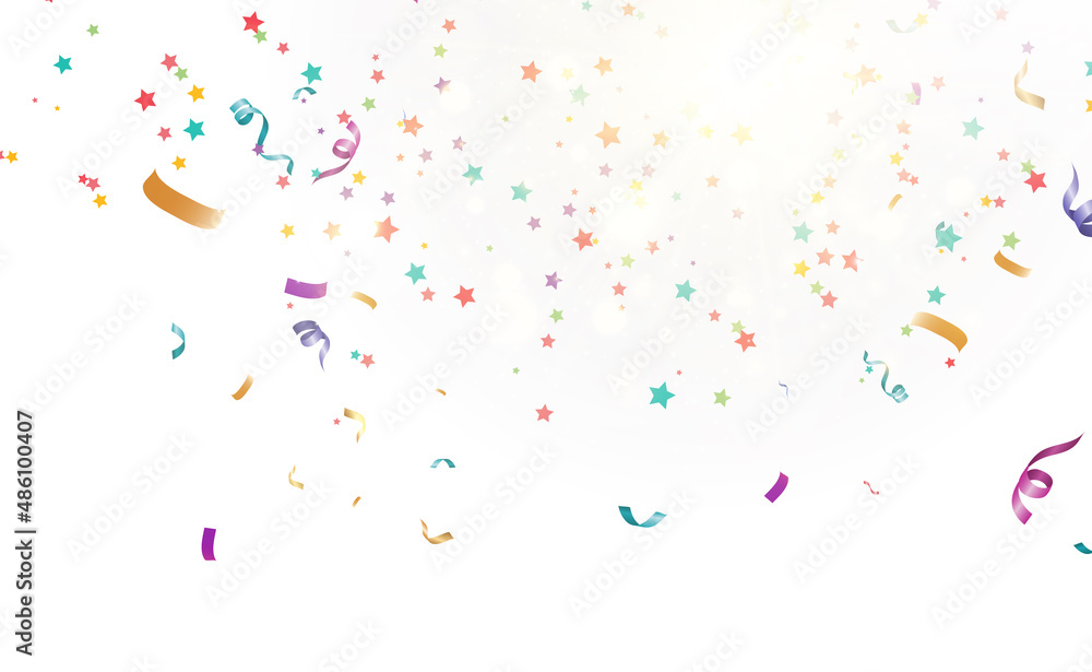 Lots of colorful tiny confetti and ribbons on transparent background. Festive event and party. Multicolor background.Colorful bright confetti isolated on transparent background	