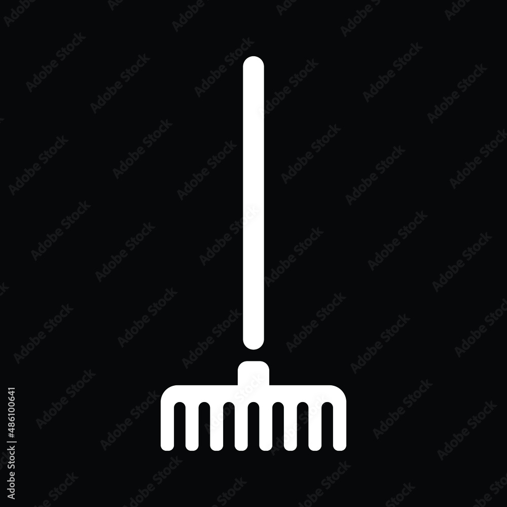 rake icon, black and white, vector illustration rake icon, black and white, vector illustration