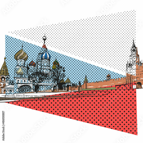 Saint Basil's Cathedral hand drawn sketch, vector illustration