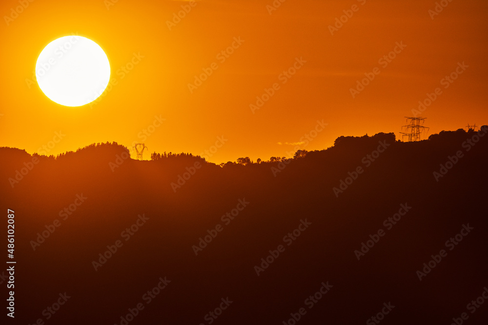 City silhouettes at sunset