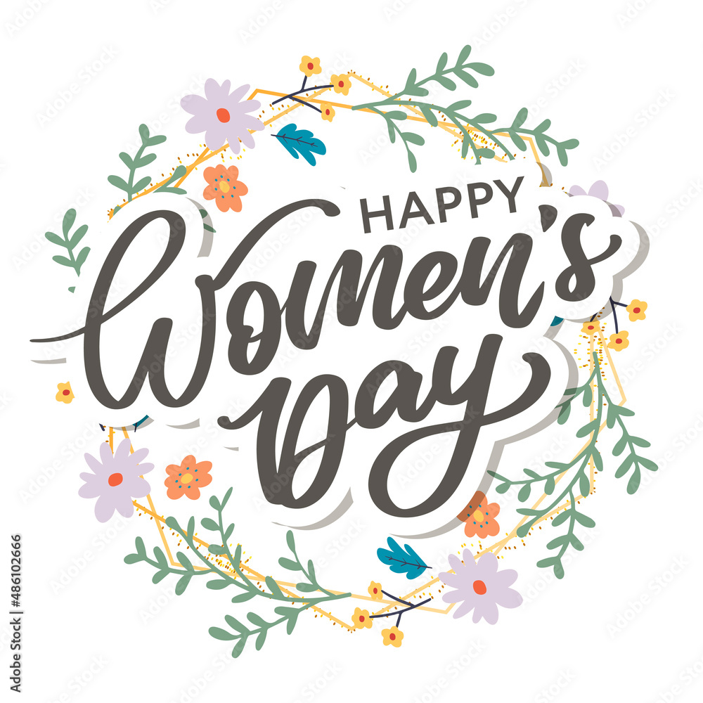 Women's Day hand drawn lettering. Red text isolated on white for postcard, poster, banner design element. Happy Women's Day script calligraphy. Ready holiday lettering design. Women's Day hand drawn lettering. Red text isolated on white for postcard, poster, banner design element. Happy Women's Day script calligraphy. Ready holiday lettering design.
