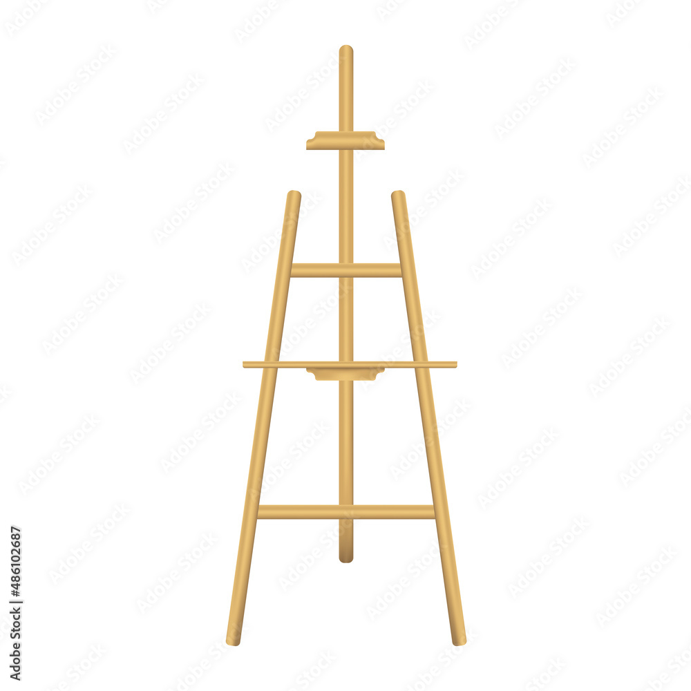 Wooden realistic easel, isolated on white background. Vector illustration Wooden realistic easel, isolated on white background. Vector illustration