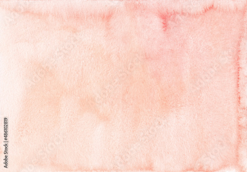 Watercolor pastel peach color background texture. Light orange stains on paper, hand painted.