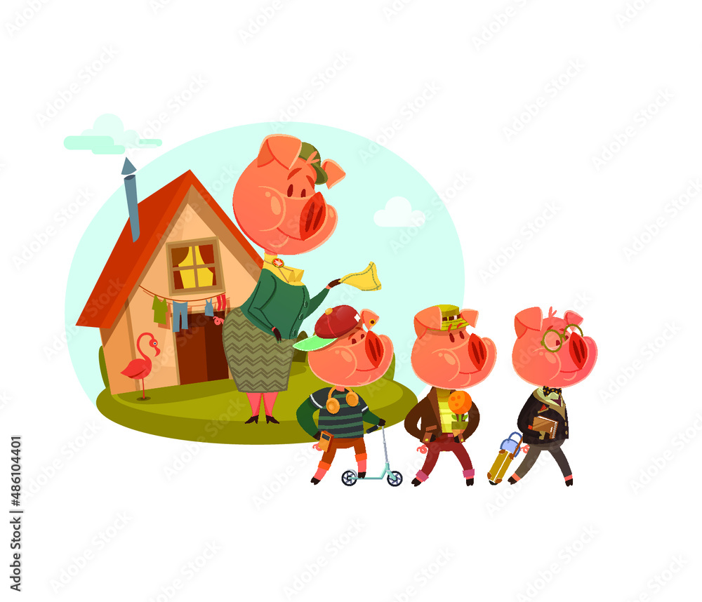 Three pigs. Old fairy tales in a new way. Three little pigs and a gray wolf. Episode 1 Three pigs. Old fairy tales in a new way. Three little pigs and a gray wolf. Episode 1