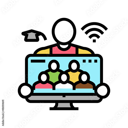 teach online classes color icon vector. teach online classes sign. isolated symbol illustration