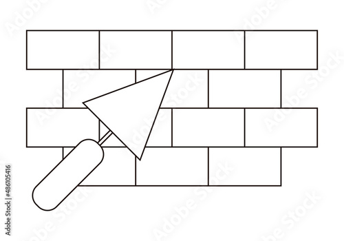Icono de muro de ladrillos con paleta. 