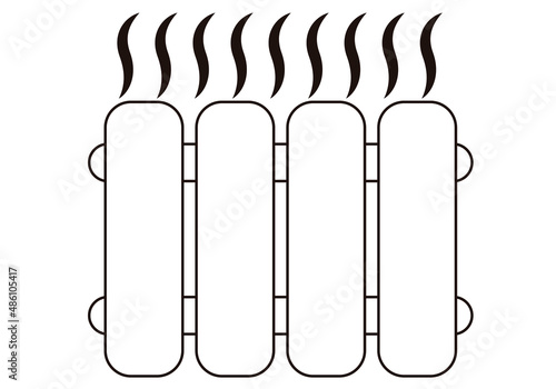 Icono negro de un radiador encendido por calefacción. 