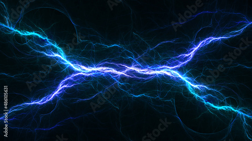 Cold blue plasma  abstract electrical lightning