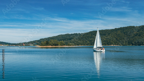 Sailboats on Lake Solina in the Bieszczady Mountains